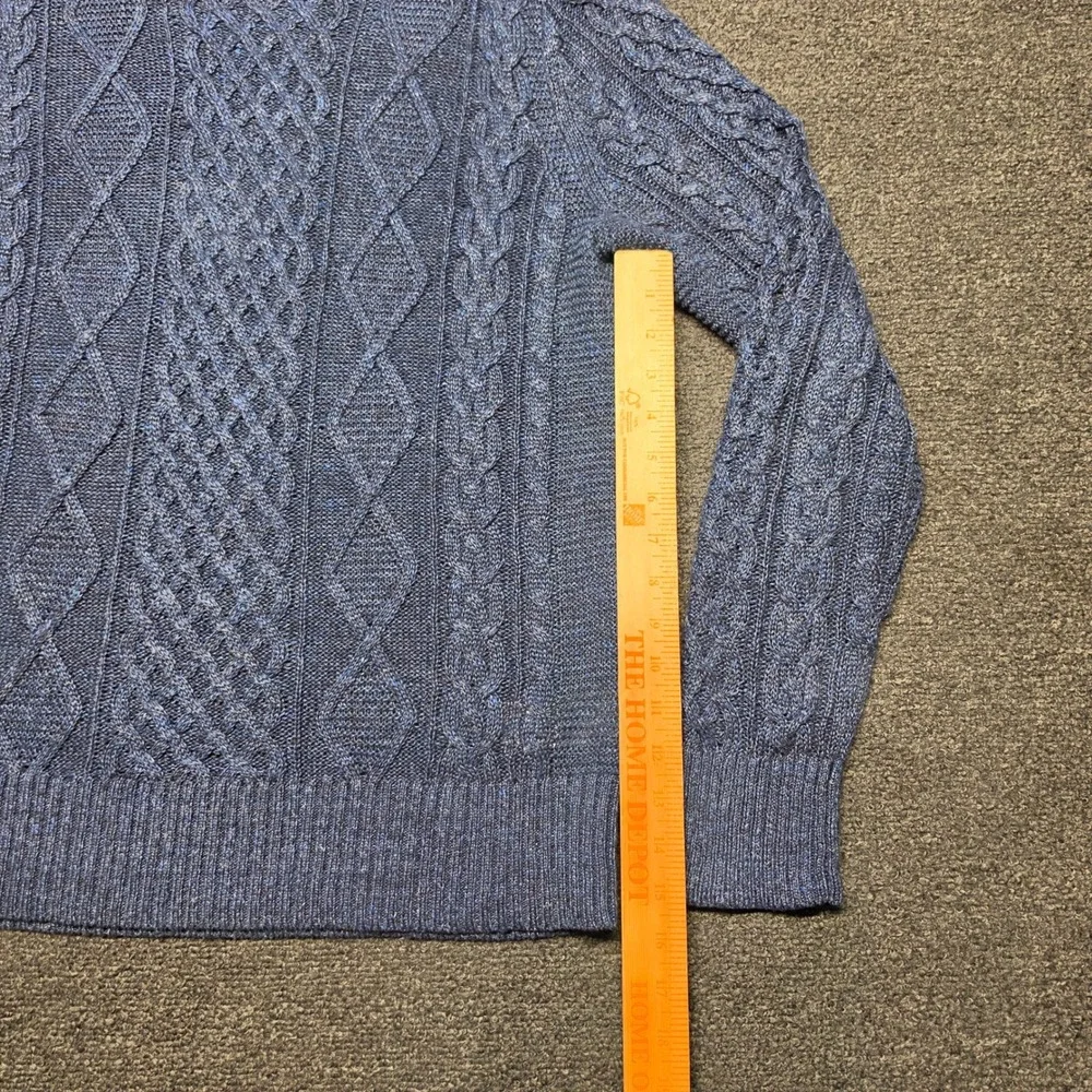 Banana Republic Sweater Blue Mens Medium Cable Knit Linificio Linen Crewneck